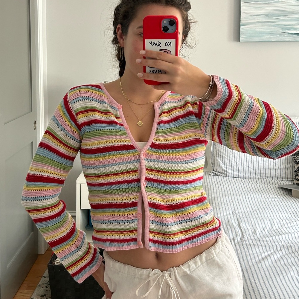 Crochet colorful cardigan (xs)